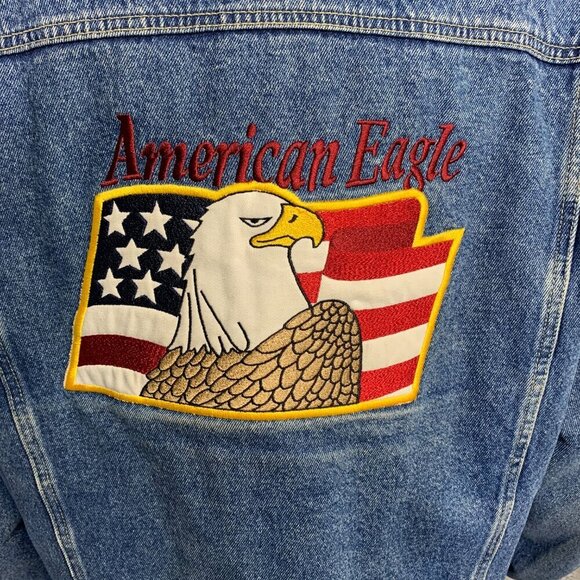 Vintage Blanket Lined Jean Jacket Firefighter Workwear USA E-One 90s Y2K - Picture 7 of 16